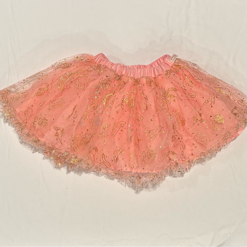 Disney Princess Tutu Couture Skirt- 4T Little Girls - Peach w/ Glitter Icons